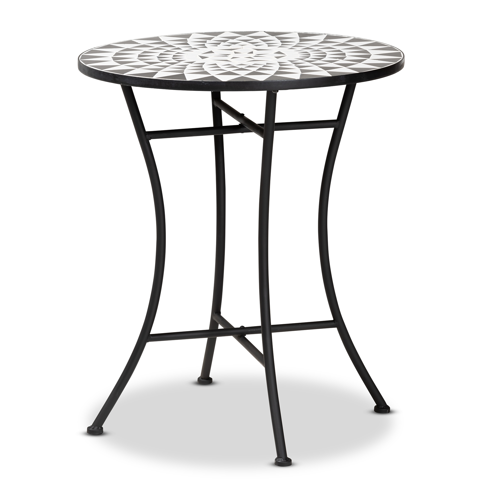 Baxton Studio Callison Modern and Contemporary Black Finished Metal and Multi-Colored Glass Outdoor Dining Table
